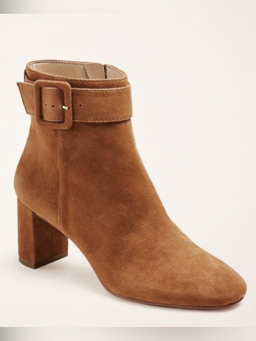 Ann Taylor Suede Ankle Bootie with Buckle - Brown